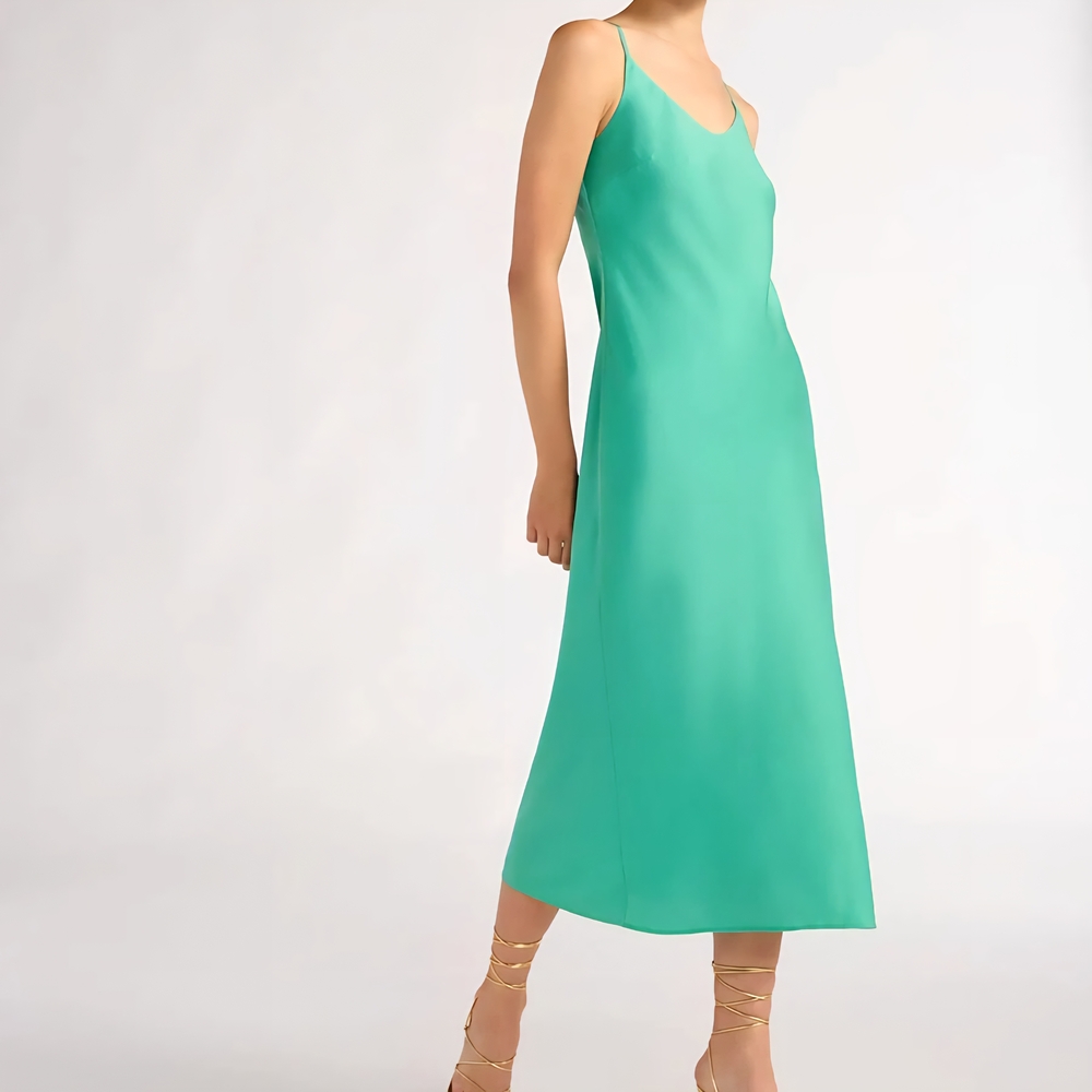 Elegant Green Sleeveless Dress
